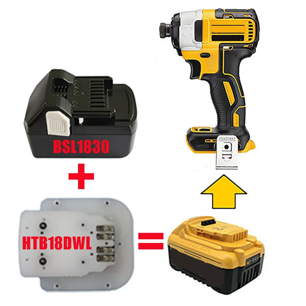 

dawupine HTB18DWL Adapter Converter use for Hitachi 18V Li-ion Battery BSL1830 on fo DeWalt 18V 20V Lithium Electric Power Tool