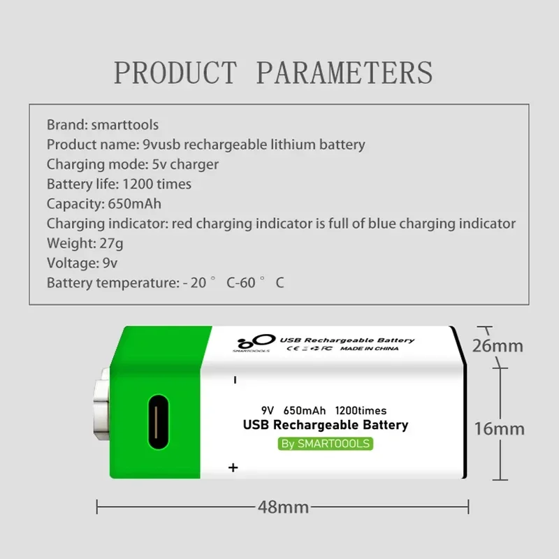 9V USB-Akkus 650mAh 6 f22 Akku für Spielzeug fernbedienung Inter phone usw. Bateria 9V wiederauf ladbar