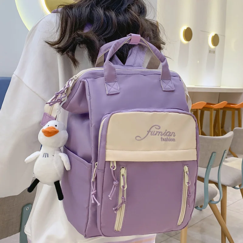 Female Kawaii Mommy Bag Girl Cute Travel Student Backpack Trendy Fashion Lady College Backpack Women Laptop Waterproof Nylon Bag