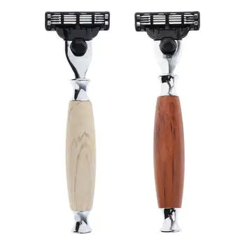 Safety Razors Bamboo Wood Handle Durable Men Shaving Machine Grooming Kit for Professional and Personal Care