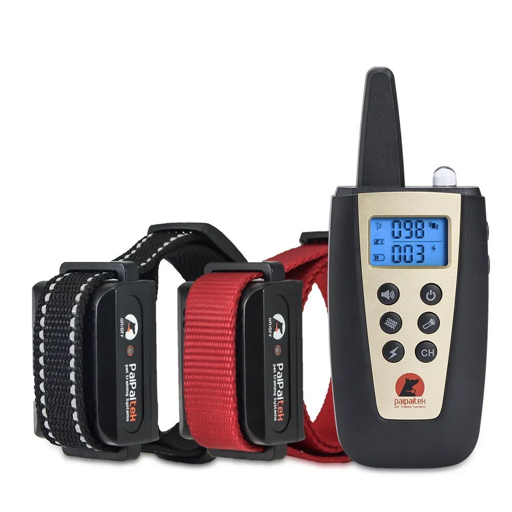 

Gold Rechargeable Waterproof Electronic Static Shock Vibrate 1000m Remote Control Pet Dog Training Collar