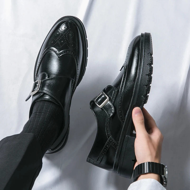 Brown Classic Derby Shoes Men Black Dress Wedding Shoes Men's Formal Leather Handmade Office Business Size 38-46