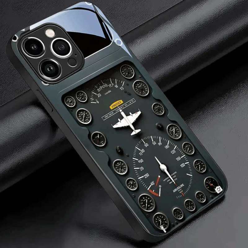 Vintage Aviation Element Glass Phone Case - Durable Silicone Design
