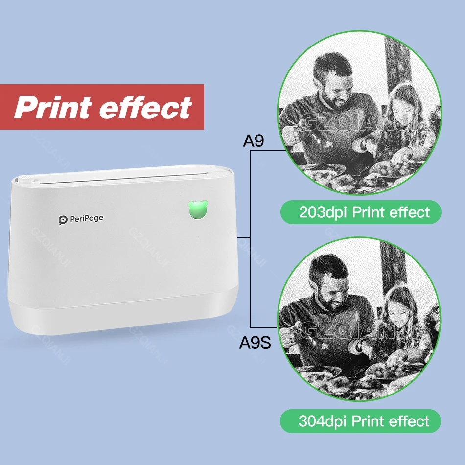 203/304DPI PeriPage A9 A9s A9Pro Portable Mini Thermal Printer Bluetooth Inkless Label Maker Sticker Photo Printer & Color Paper