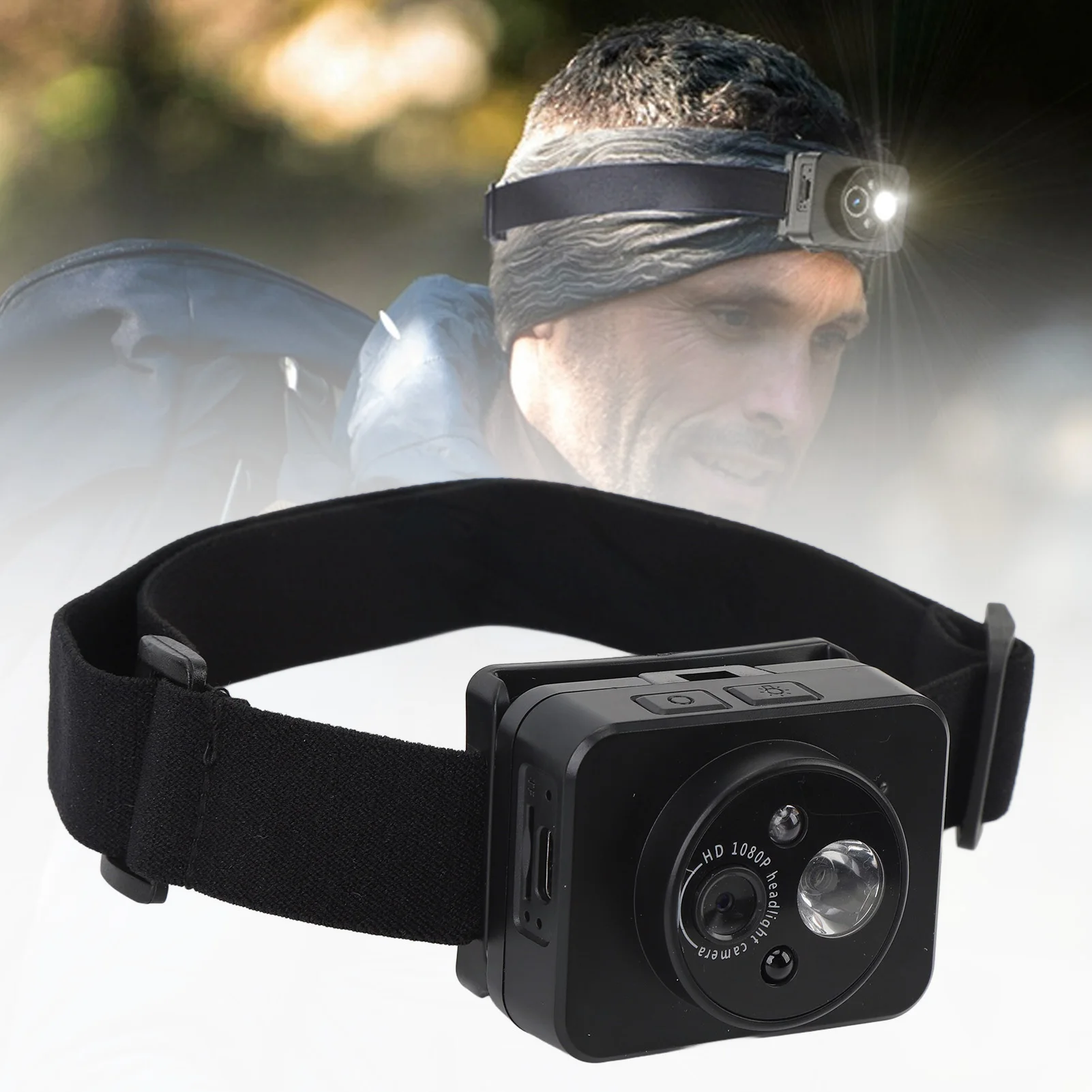 Head Mounted Action Camera 2MP 1080P 45 Degree Adjustable Intelligent Sensing LED Headlamp Head Mounted Wearable Body Video