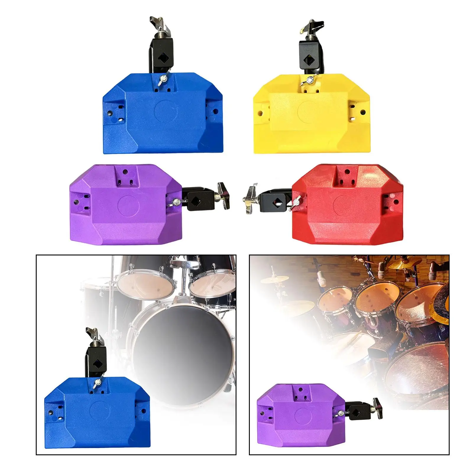 Hand Percussion Cowbell High and Low Sound Musical Percussion Block for Cow Bell Bracket Noisemaker Block