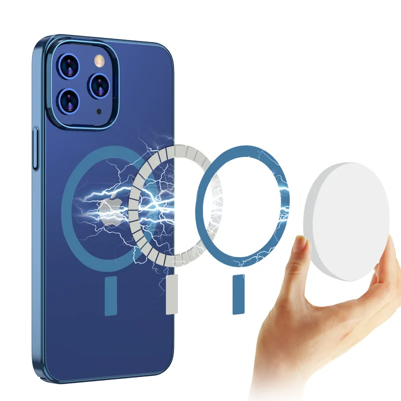 Magnetic Wireless Charger Hard Case for iPhone 13 Pro Max Ultra Thin Transparent Plating Back Case for iPhone12 Pro Mini Cover