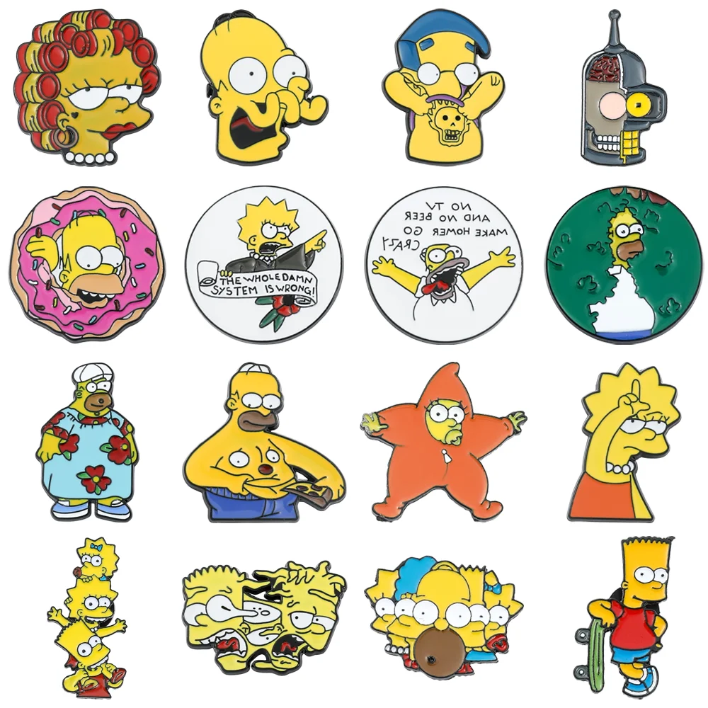 Disney The Simpsons Spilla Smaltata Kawaii Cartoon Figure Bart Simpson Lisa Simpson Spilla In Metallo Spilla Giacca Jeans Spilla Gioielli