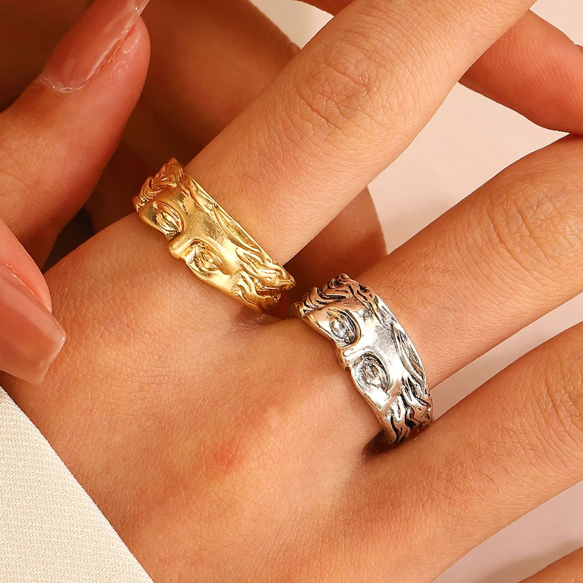 Half Face Adjustable Rings Party Jewelry Accessories for Women Men
