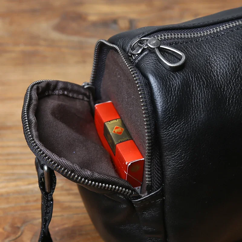 NZPJ Genuine Leather Men's Shoulder Bag Trendy Crossbody Bag top Layer Cowhide Men's bag Leisure Postman Bag For 10 Inch IPad