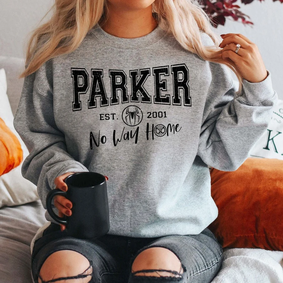 No Way Home Superhero Sweatshirt Parker Est 2001 Stark Industries Peter Parker Hoodie Vintage Tom Holland Crewneck Sweatshirts sweatshirt Hoodies & Sweatshirts