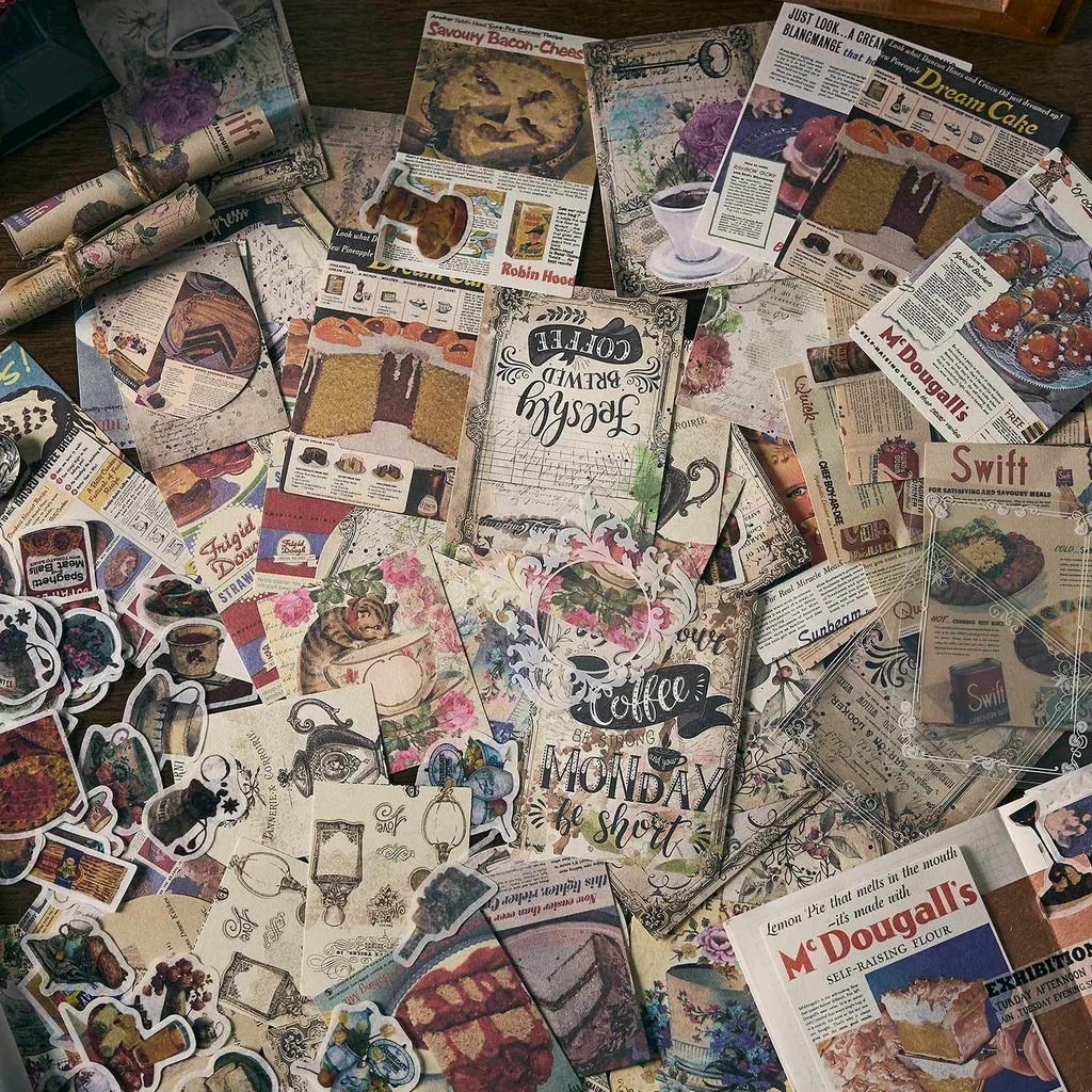 200pcs/pack Vintage Art Material Paper DIY Scrapbooking Collage Junk Journal Supplies Aesthetics Stationery Planner Decor Paper