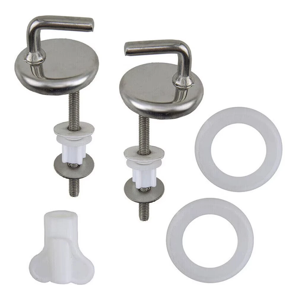 2Pcs Toilet Seat Hinge No Noise Stainless Steel With Mounting Accessory Home Bathroom Fixture toilet seat accessories