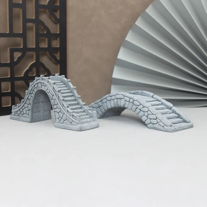 Miniature Sandstone Bridge Figurine for Decorative Landscaping and Fairy Gardens