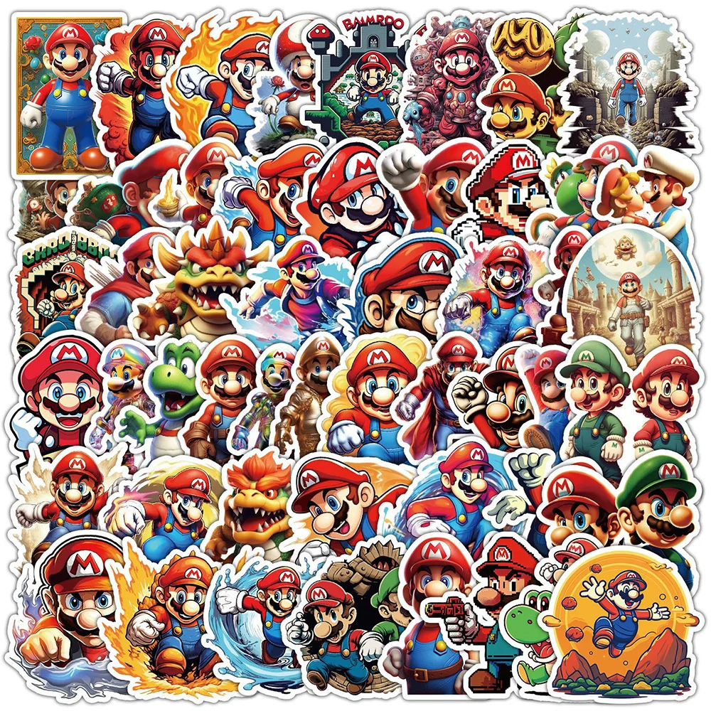 

10/30/50pcs Vintage Game Super Mario Bros Cartoon Stickers Waterproof Graffiti Skateboard Bicycle Laptop Cool Anime Stiker Packs