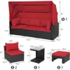 Patio Furniture Sets Daybed with Retractable Canopy,7 Pieces Outdoor Rattan Sectional Sofa Set, Wicker Patio Seating Chairs 2