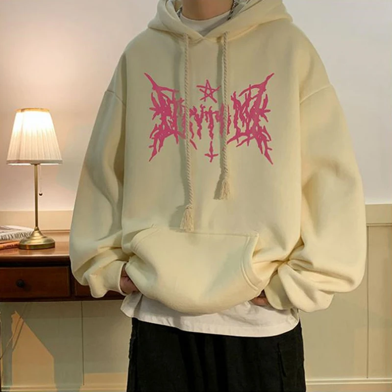 아메리칸 고스 프린트 남성용 풀오버 후디, 힙합 패션, 오버사이즈 스웻셔츠, 캐주얼 플리스 Y2K 빈티지 스트리트웨어 후디 