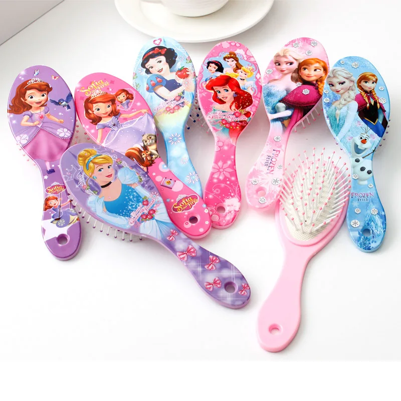 Disney Mickey Frozen Elsa Anna Princess Cartoon Children's Massage Hair Brushes Care Baby Girl Cute Air Comb Children Toys Gift