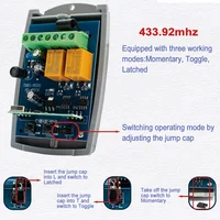 433.92MHz Universal Garage Door Receiver Remote Control Controller Switch 12V 24V 110V 220V 230V Relay 2CH Momentary Toggle - Image 3