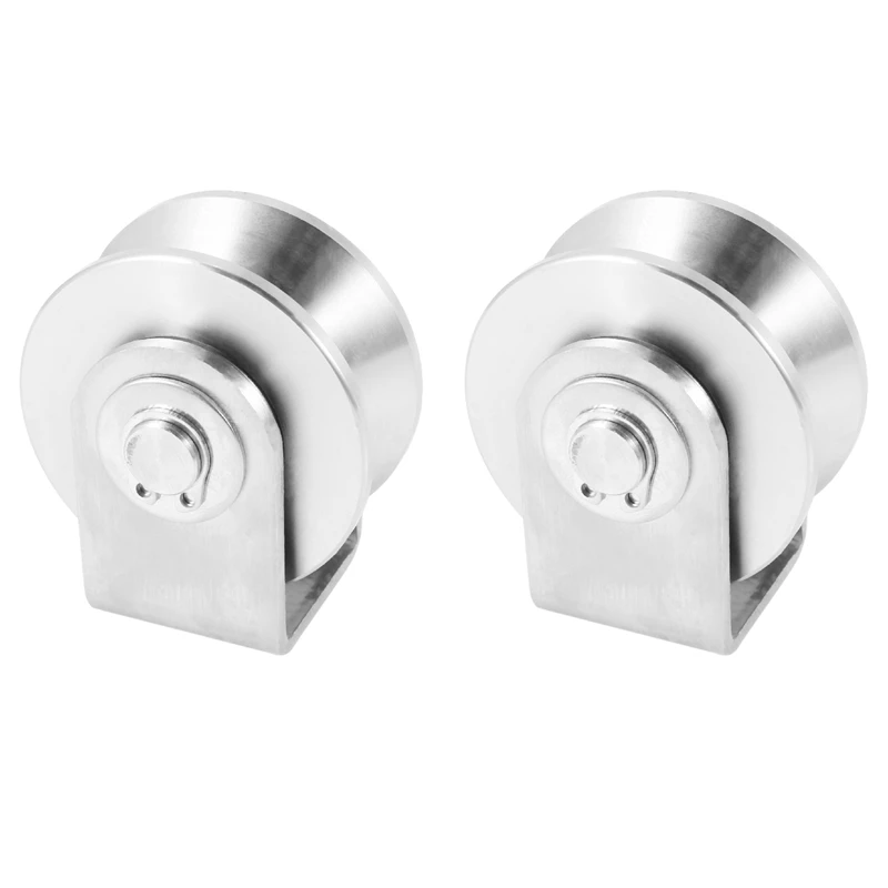 

2Pcs 2 Inch V Type Pulley Roller 304 Stainless Steel Sliding Gate Roller Wheel Bearing For Material Handling And Moving