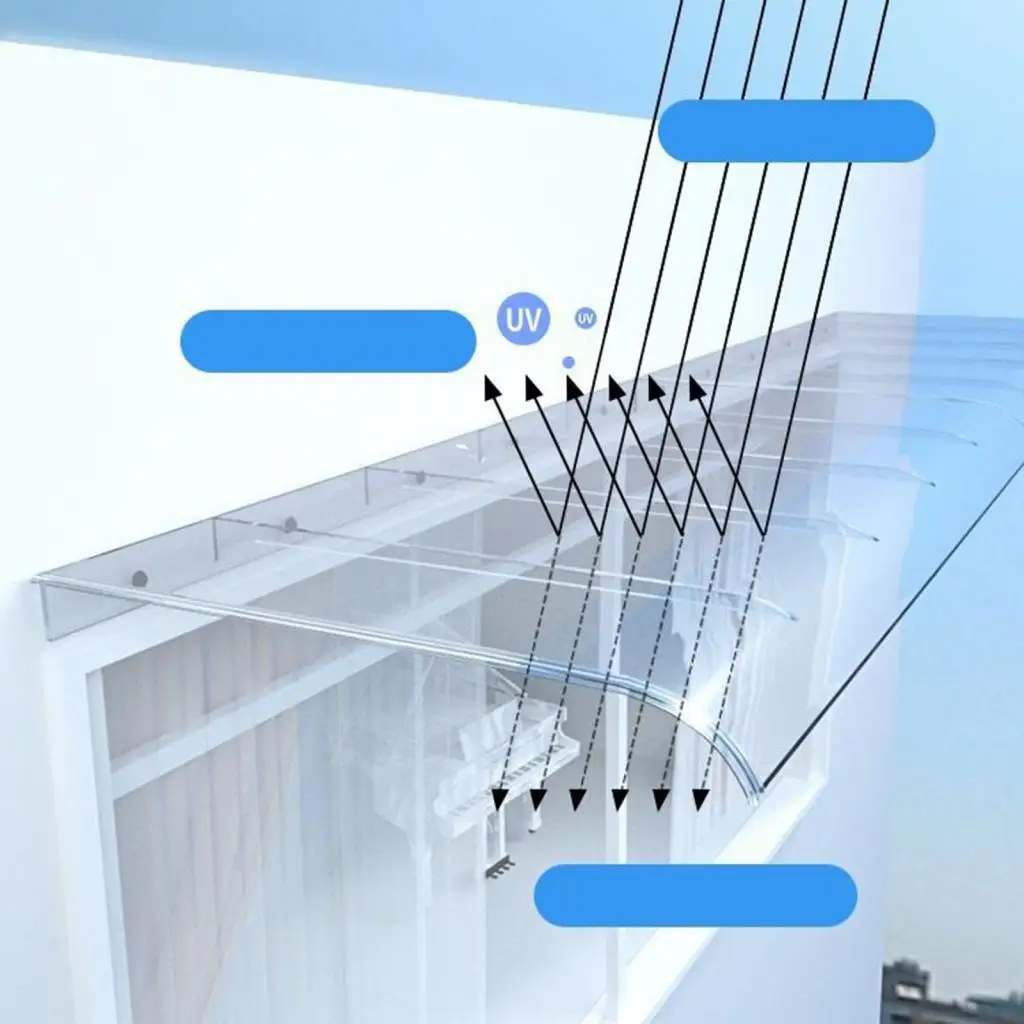 Entry Door Window Awning Exterior Clear Sun Shetter Front Door Canopy No Brackets Porch Awning for Outside Sunlight