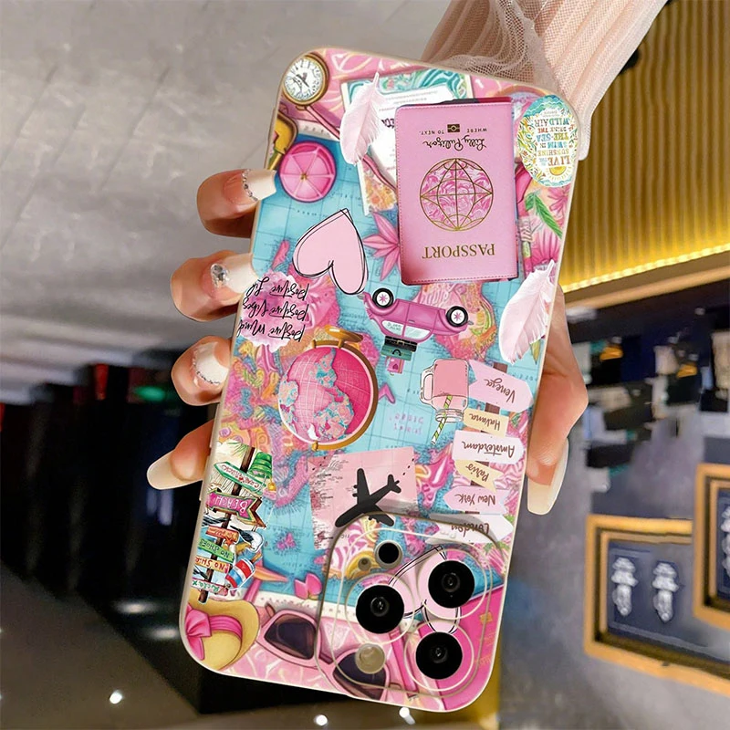 Travel Plane Printed Matte Minimalist Soft Phone Case Cover
