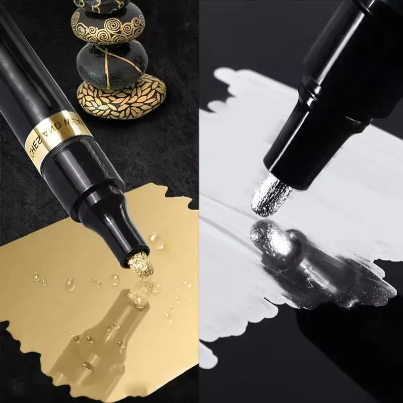 Chrome Mirror Marker Pen 1mm DIY Reflective Paint Pen Permanent Gold SILVER Marker Touch Up Model Painting Marking 1pcs permanent marker pen,marker pens,permanent marker,permanent markers,paint marker pen,markers pen,marker pen,art marker pens,paint marker pens,metallic markers pens