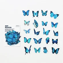 

Stickers 40PCS /Pack Blue Butterfly PVC Craft Sticker Notebook Diary DIY Decoration