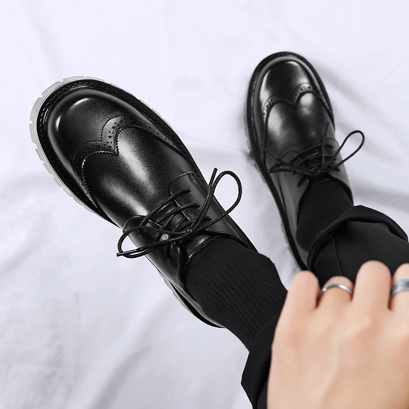 Platform Fashion Business Dress Men Shoes New Classic Leather Men Formal Shoes Comfortable Slip On Dress Oxfords