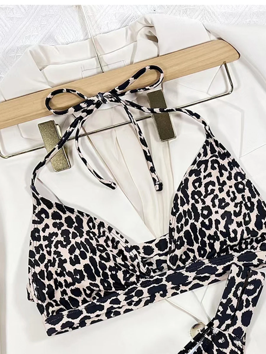 Halter String Leopard Two Piece Bikini Swimsuit Women Sexy Swimwear Female Bather Bathing Swimming Swim Suit Beachwear bikini set women swimwear bikini swimsuit