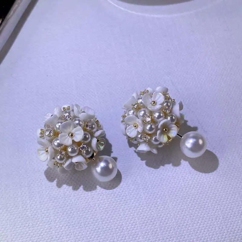 

Temperament Sweet Women Earrings Flower Pattern Ear Rings Lady Inlaid Zircon Petal Ear Accessories Cute Pearl Jewelry Girls Gift