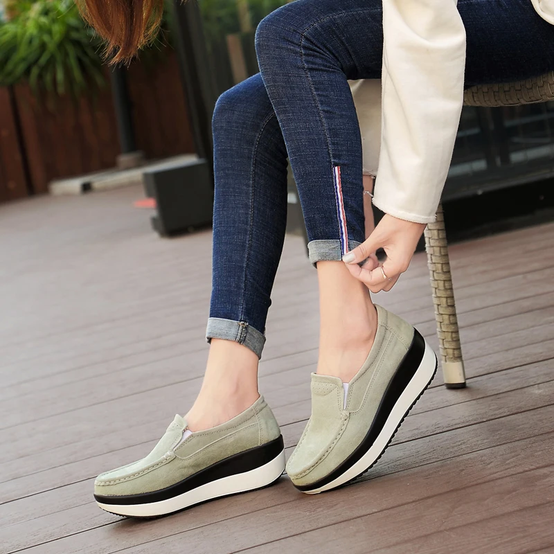 Women Platform Loafers Womens Genuine 