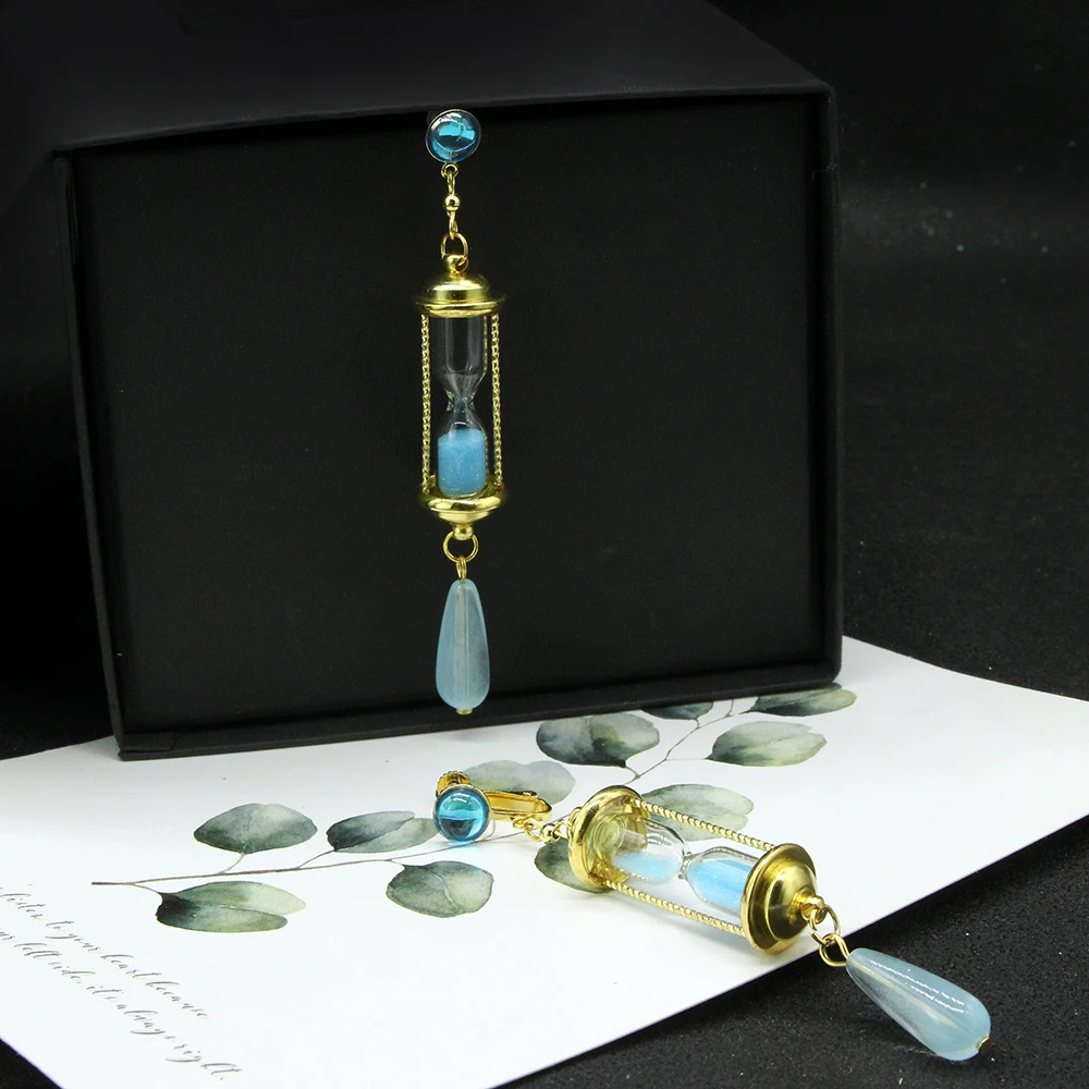 Stud Earrings Dangle Earrings Hoop Earrings Chain Ear Clips Drop Earrings Pendant Earrings Long Earrings Ear Loops Jewelry Anime Vanitas Earrings The Case Study of Vanitas No Carte Blue Hourglass Ear Clips Jewelry Fans Cosplay Gift