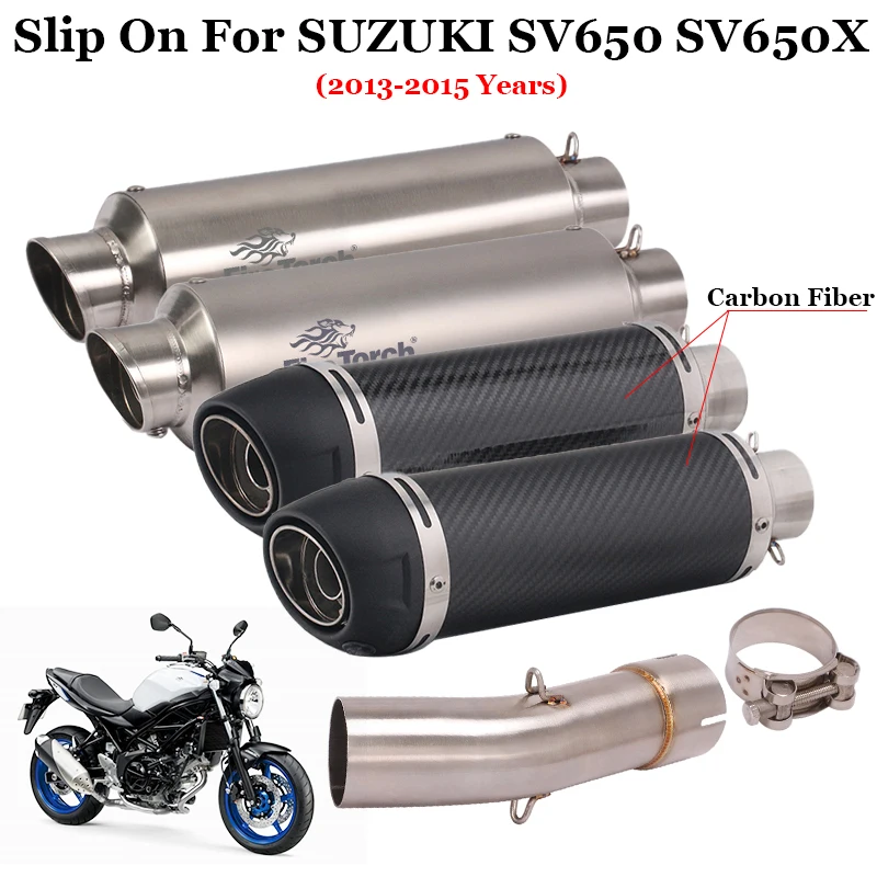 Slip On For SUZUKI SV650 SV Motorcycle Exhaust Middle Link Pipe Moto Escape Connecting Tube Carbon Fiber Muffler