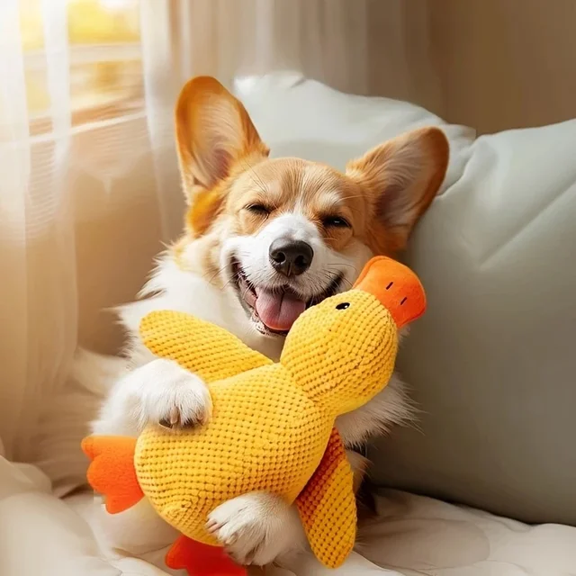 Dog Calming Duck, 2025 Yellow Duck Dog Toy, The Mellow Ducks Calming Pillow, Dogs Ducks Toy with Quacking Sound for Indoor Dogs 5