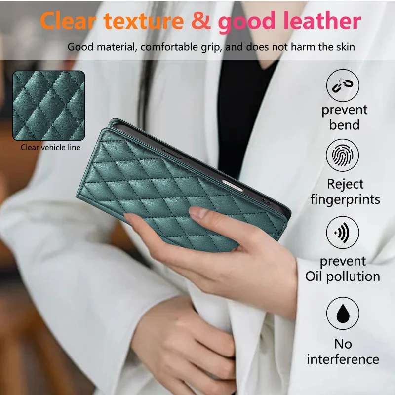 Elegant Magnetic Leather Wallet Phone Case - Premium Faux Leather Design with Card Slots and Secure Closure