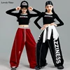Girls K-pop Crop Top Sweet Letters Sport Joggers Pants Child Hip Hop Streetwear Clothes Sets Kids Stage Girl Group Jazz Costumes 3