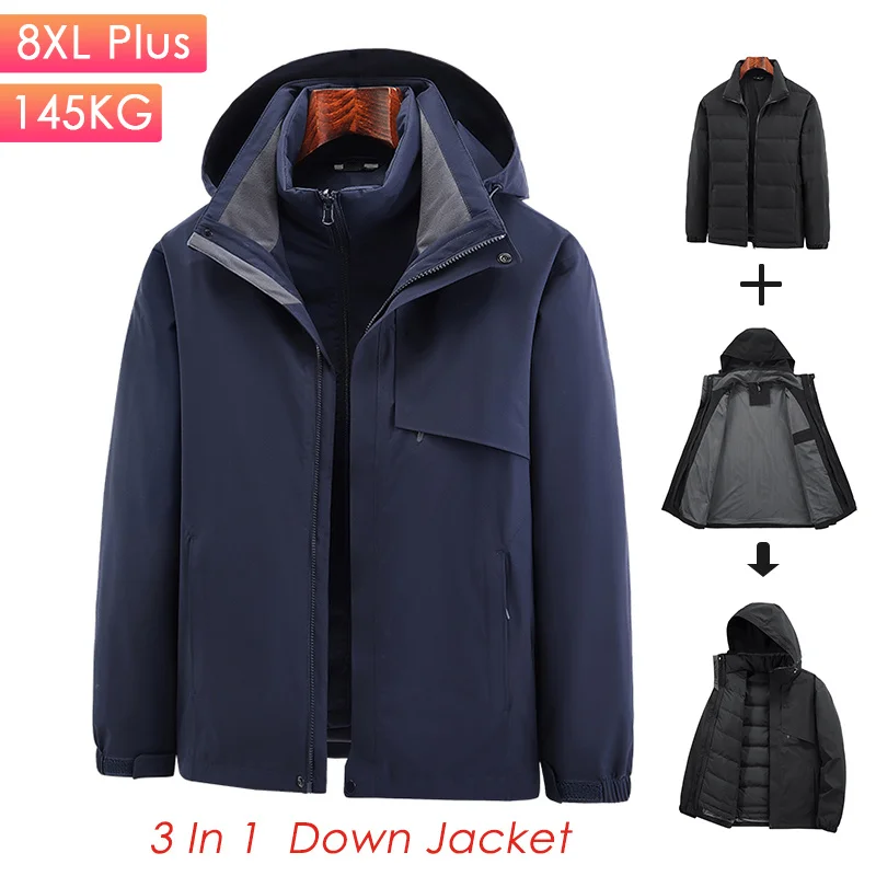 

8XL Plus Size Men Women Winter New Warm 90% White Duck Down Jacket Coat Parka Men Casual Outfit Waterproof Hat Down Jacket Women