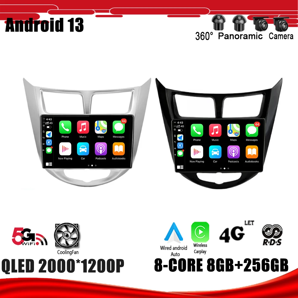 

For Hyundai Solaris 1 Accent 2010 - 2016 Car Radio Multimedia Player Android 13 Navigation GPS DSP Carplay WIFI+4G