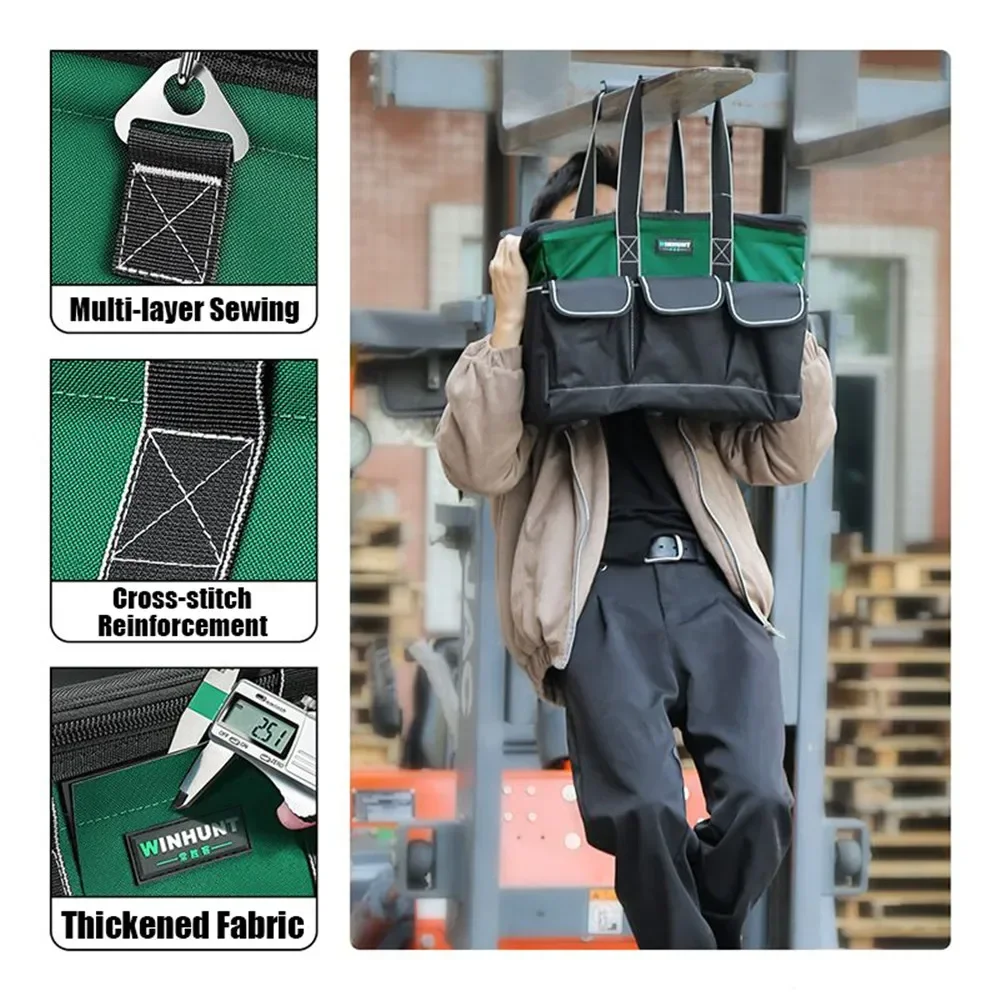Impermeável portátil eletricista Canvas Storage Bag com alça, Kit de ferramentas durável, organizador durável, grande capacidade