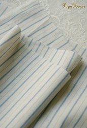 Retro Vintage Red Blue Linen Grid Striped Woven Cotton Fabric for Sewing and Home Décor (Hemp blue stripes)