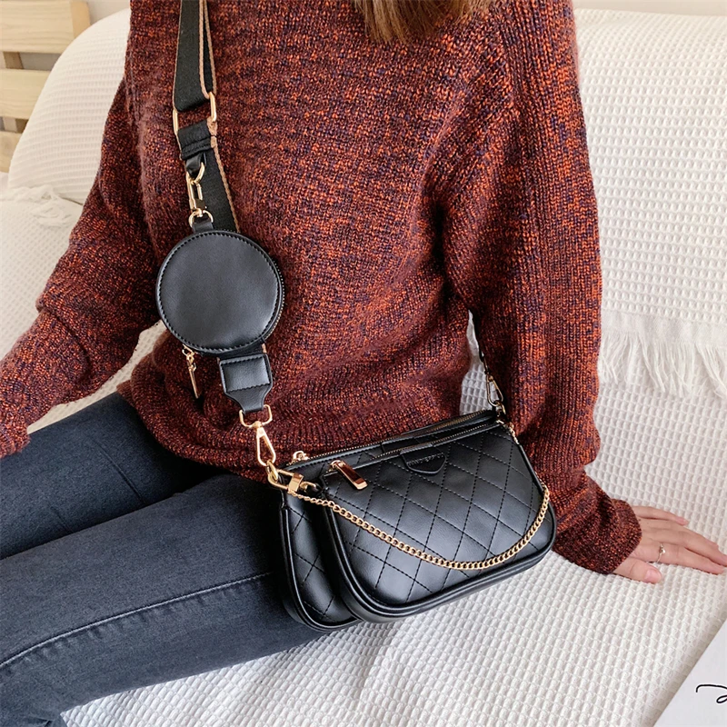MUCENT☆大人気♪3-way chain mini crossbody bag Multi-Pouch Mini Crossbody Bag
