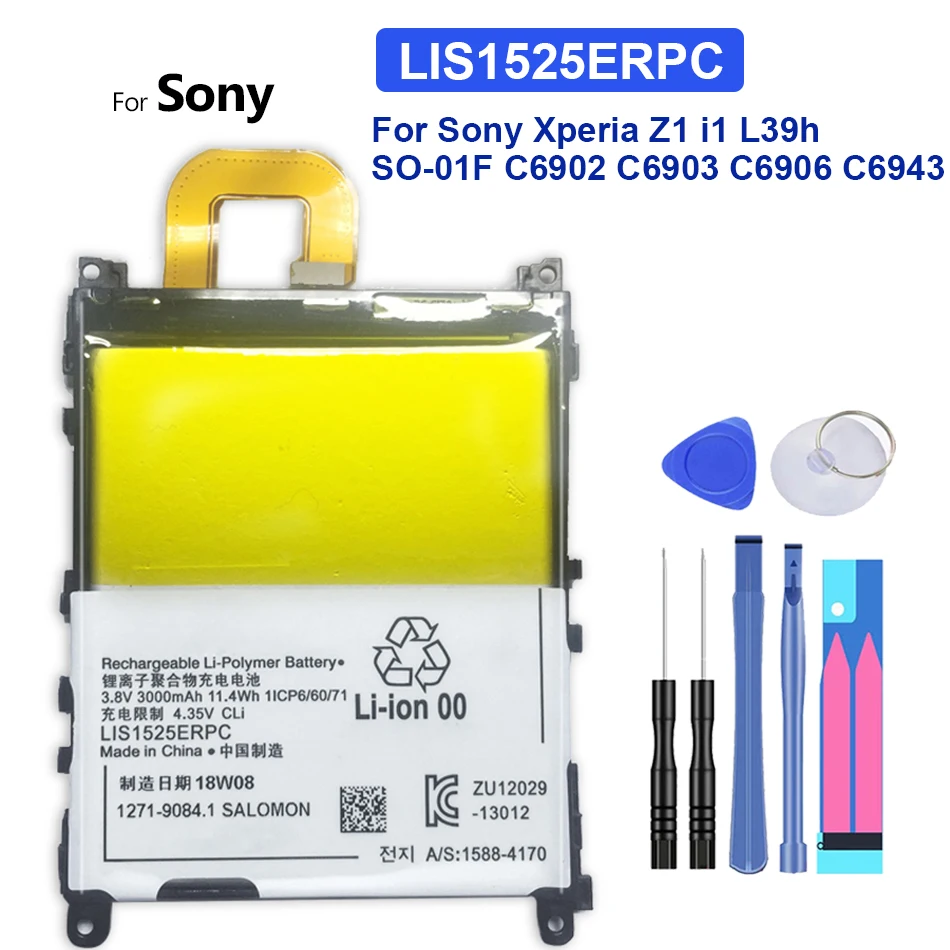 

3000mAh LIS1525ERPC Replacement Battery For SONY Xperia Z1 L39H C6903 L39T L39U C6902 LIS1525ERPC Batteries With Repair Tools