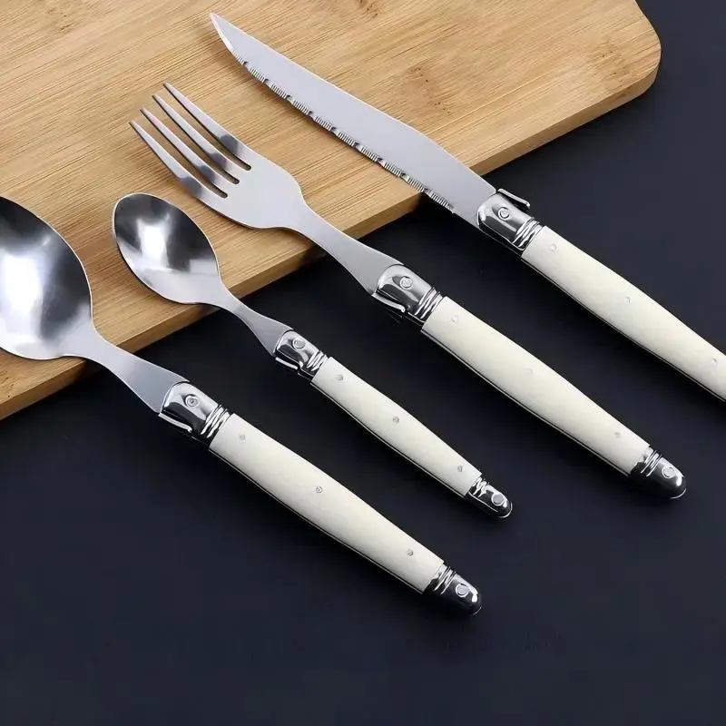 Laguiole Ivory White Stainless Steel Cutlery Set (4–24 pcs) 3