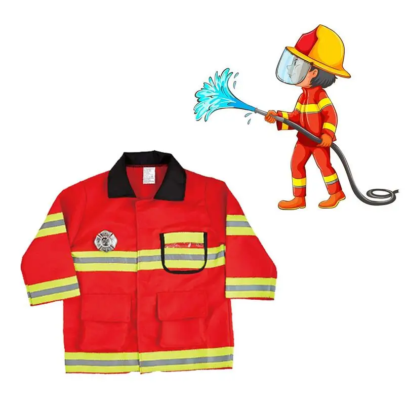 Children's Firefighter Suit Roleplaying Props Holiday Fireman Costume Toy For Kid Pretend Role Play Holiday Costume Polyester 6
