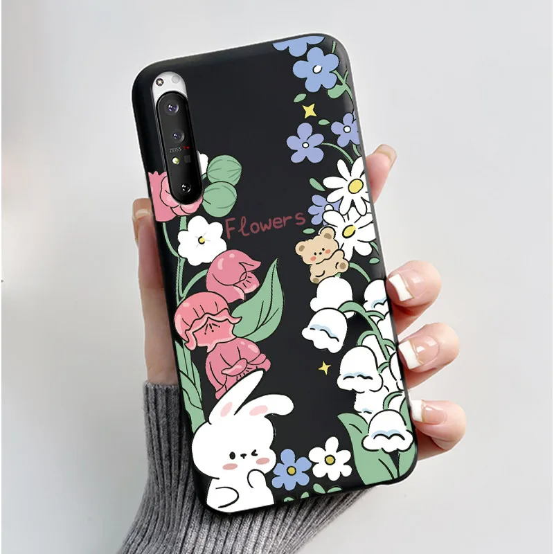 Luxury Cute Cat & Love Rabbit Black Silicone Soft Phone Case