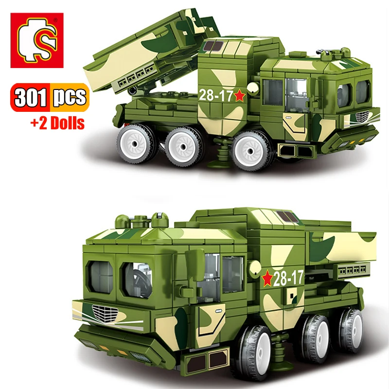 

SEMBO 301Pcs China Army Weapons Long Sword 10 Cruise Missile Truck Building Blocks Action Soldier Figures Model Kids Toys Gifts