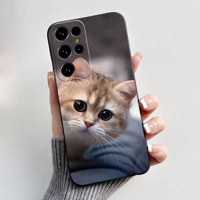 Aesthetic Cute Cat Cartoon Black Soft Silicone Shockproof Phone Case