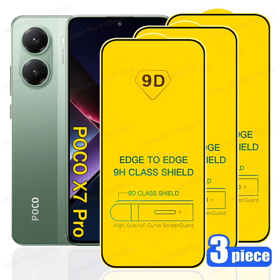 For POCO X7 Pro 3PCS 9D Glass For POCO F6 X6 Pro M5S C65 C75 Screen Protector For POCO M6 F5 X5 M4 M3 X4 X3 Pro F3 F4 GT HD Film