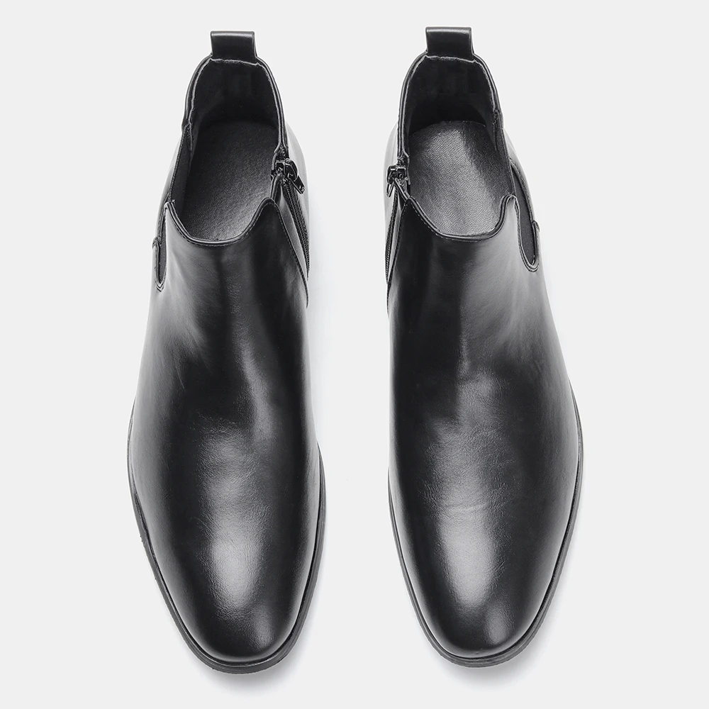 Size 39-48 Men Chelsea boots with zipper Fashion Leather Ankle boots for men